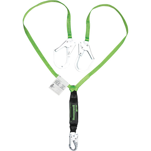 Miller&reg; HP Shock-Absorbing Lanyard, 6', Scaffold Hook Center, Locking Snap Hook Leg Ends, Polyester Duraquip Inc