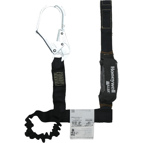 Longe avec amortisseur de choc r&eacute;sistante &agrave; l'arc &eacute;lectrique Miller, 6', Point d'ancrage &agrave; Crochet pour &eacute;chafaudage, Boucle d'&eacute;tranglement aux jambes, Kevlar Duraquip Inc
