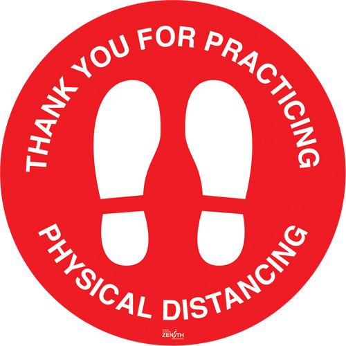 "Physical Distancing" Floor Sign, Adhesive, English with Pictogram Duraquip Inc