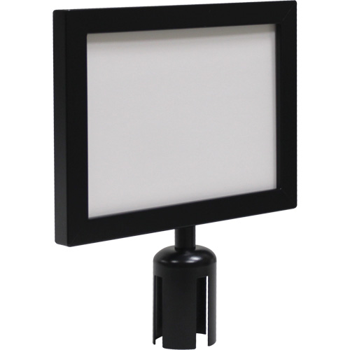 Cadre d'enseigne pour poteau de barri&egrave;re pour le contr&ocirc;le des foules, Noir Duraquip Inc