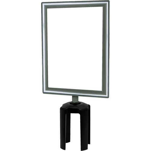 Heavy-Duty Vertical Sign Holder with Tensabarrier&reg; Post Adapter, Polished Chrome Duraquip Inc