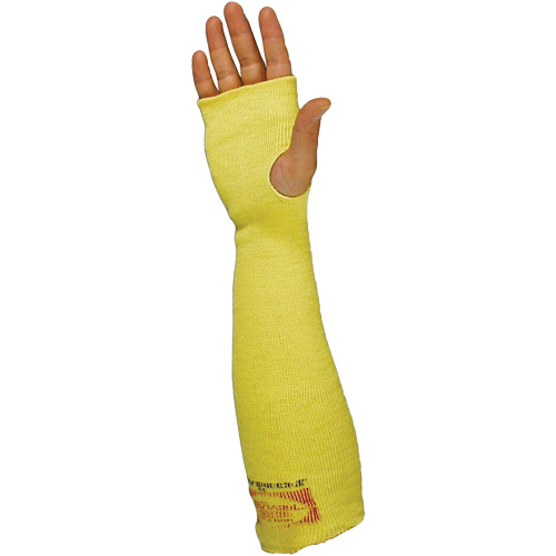 Sleeves with Thumb Hole, Kevlar&reg;, 22", ANSI/ISEA 105 Level 3/EN 388 Level 3, Yellow Duraquip Inc