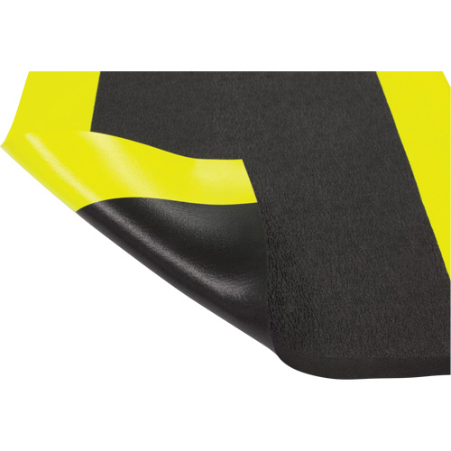 Tapis antifatigue Airsoft, Rugueux, 3' x 5' x 3/8", Noir/Jaune, &eacute;ponge en PVC Duraquip Inc
