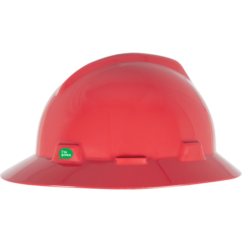 Casque de s&eacute;curit&eacute; &agrave; bord complet V-Gard GREEN avec fentes, R&eacute;pond aux normes CSA type 1, Suspension Rochet Duraquip Inc