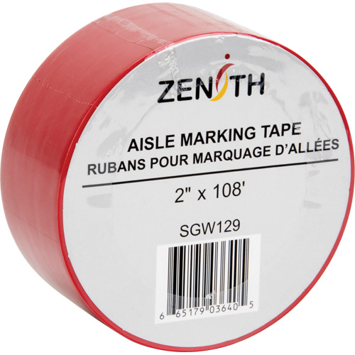 Aisle Marking Tape, 2" x 108', PVC, Red Duraquip Inc