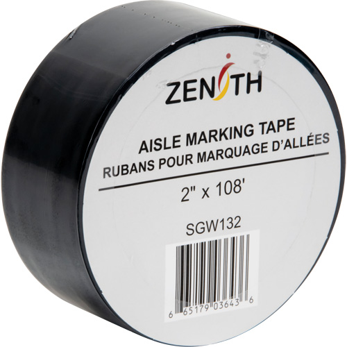Aisle Marking Tape, 2" x 108', PVC, Black Duraquip Inc