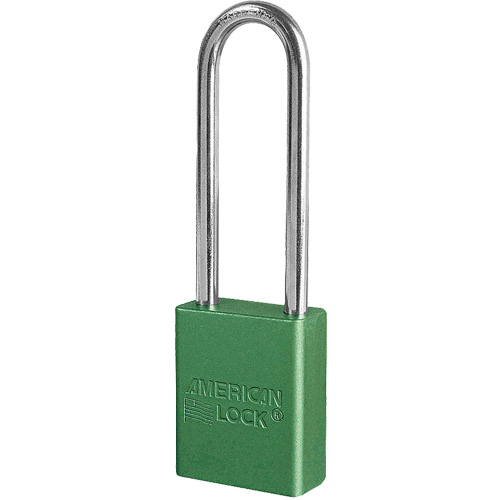 American Lock&reg; Safety Padlock, Green, Keyed Different, Aluminum, 1-1/2" Width Duraquip Inc