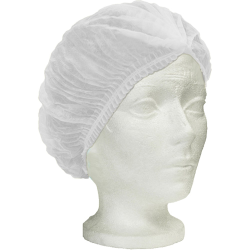 Ronco Care Pleated Bouffant Cap, Polypropylene, 24", White Duraquip Inc