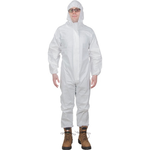 Premium Hooded Coveralls, Small, White, Microporous Duraquip Inc