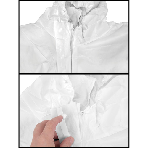 Premium Hooded Coveralls, Small, White, Microporous Duraquip Inc