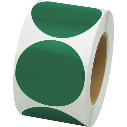 Pastilles de marquage color&eacute;es, Cercle, 3" lo x 3" la, Vert, Vinyle Duraquip Inc