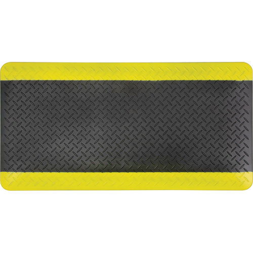 Tapis antifatigue, Losange, 1-2/3' x 3-1/4' x 3/4", Noir/Jaune, Polyur&eacute;thane Duraquip Inc