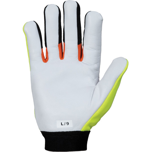 ClutchGear&reg; High-Visibility Mechanic's Gloves, Grain Goatskin Palm, Size Medium Duraquip Inc