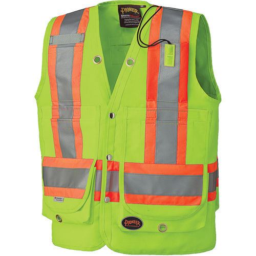 6696 Veste de s&eacute;curit&eacute; pour arpenteur, Jaune lime haute visibilit&eacute;, 4T-Grand, Polyester Duraquip Inc