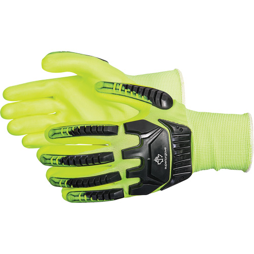 Dexterity&reg; Anti-Impact High-Visibility Gloves, Small, Foam Nitrile Palm, Elastic Cuff Duraquip Inc
