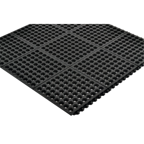 Tapis antifatigue &agrave; imbrication Cushion-Ease 550, &agrave; fentes, 3' x 3' x 3/4", Noir, Caoutchouc Duraquip Inc