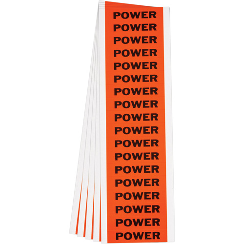 "Power" Conduit & Voltage Labels, 1/2" x 2-1/4", Cloth/Vinyl, English Duraquip Inc