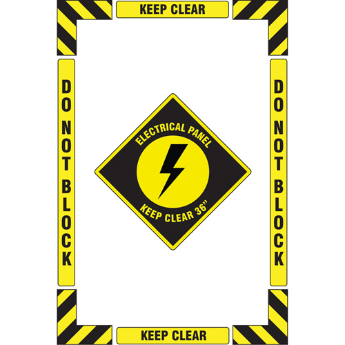 "Electrical Panel" Floor Marking Kit, Adhesive, English with Pictogram Duraquip Inc