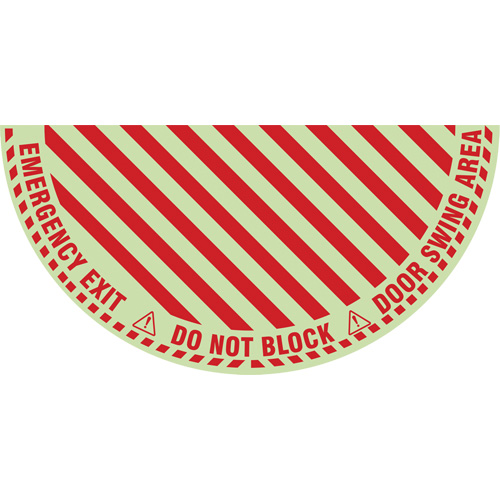 Signalisation au sol ?Emergency Exit? (sortie de secours) pour porte battante en demi-cercle, Adh&eacute;sif, Anglais avec pictogramme Duraquip Inc