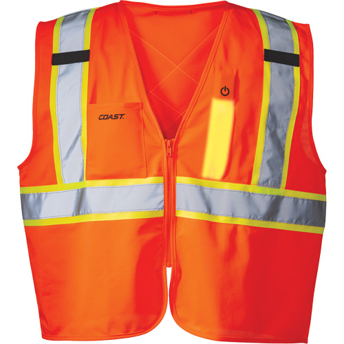 SV350 X-Back Safety Vest with Light, High Visibility Orange, Small, Polyester Duraquip Inc
