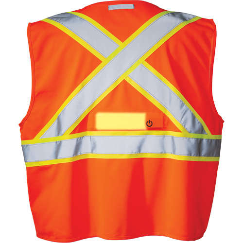 SV350 X-Back Safety Vest with Light, High Visibility Orange, Small, Polyester Duraquip Inc
