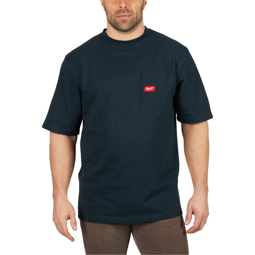 Heavy-Duty Pocket T-Shirt, Men's, Small, Blue Duraquip Inc