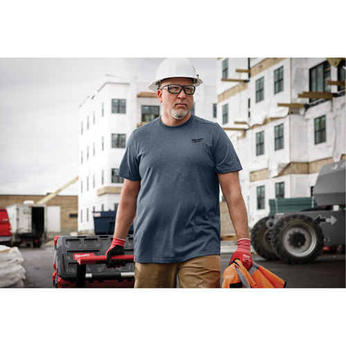 Hybrid Work Tee Shirt, Men's, Small, Blue Duraquip Inc