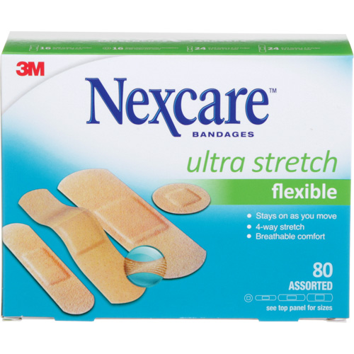 Pansements ultra-extensibles Nexcare, Assorti, Plastique, Non st&eacute;rile Duraquip Inc