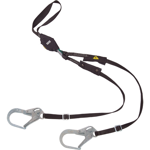 V-Series Utility Energy Absorbing Lanyard, 6', Rebar Hook Center, Snap Hook Leg Ends, Nylon Duraquip Inc