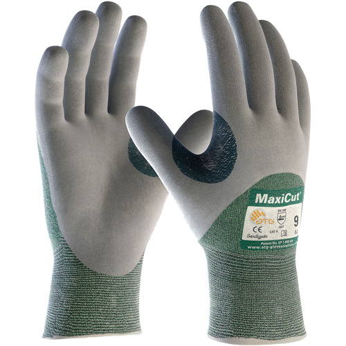ATG MaxiCut&reg; Engineered Yarn Cut Resistant Gloves, Size Large, 15 Gauge, Nitrile Coated, Engineered Yarn Shell, ASTM ANSI Level A2/EN 388 Level 3/EN 388 Level B Duraquip Inc