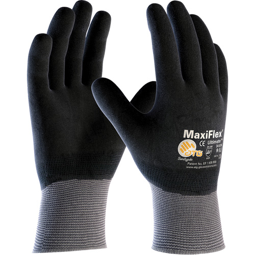 Gants compatibles avec les &eacute;crans tactiles ATG MaxiFlex Ultimate, Grand, R&ecirc;vetement Nitrile, Calibre 15, Enveloppe en Nylon/&eacute;lasthanne Duraquip Inc
