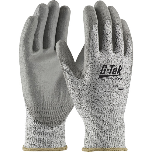 Gants r&eacute;sistants aux coupures G-Tek PolyKor, Taille T-petit, Calibre 13, Rev&ecirc;tement Polyur&eacute;thane, Enveloppe en Fil technique, ANSI/ISEA 105 niveau 3 Duraquip Inc