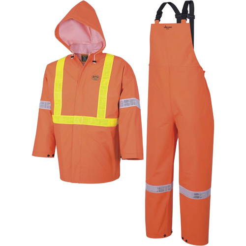 R85 Ensemble imperm&eacute;able de s&eacute;curit&eacute; 3 pi&egrave;ces ignifuge Element FR, PVC, Petit, Orange haute visibilit&eacute; Duraquip Inc