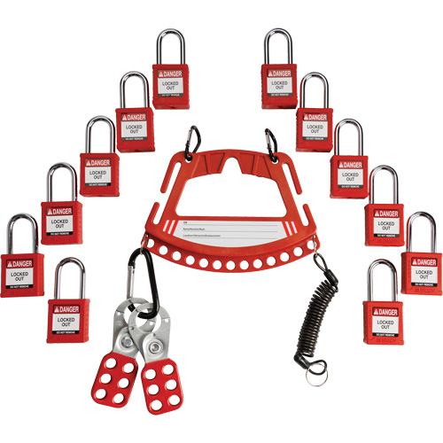 Lock & Tag Carrier with Keyed Alike Nylon Safety Lockout Padlocks Duraquip Inc