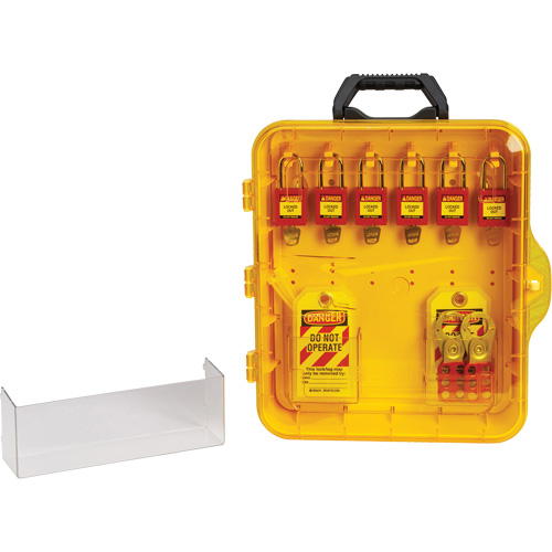 Station de cadenassage avec cadenas de s&eacute;curit&eacute; en nylon utilisant des cl&eacute;s identiques, Cadenas Plastique, Capacit&eacute; de 6, Cadenas Compris Duraquip Inc