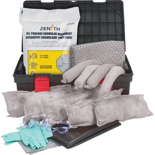 Trousses contre les d&eacute;versements dans une boîte &agrave; outils, Universel, Bac, Absorbance de 31 gal. US Duraquip Inc