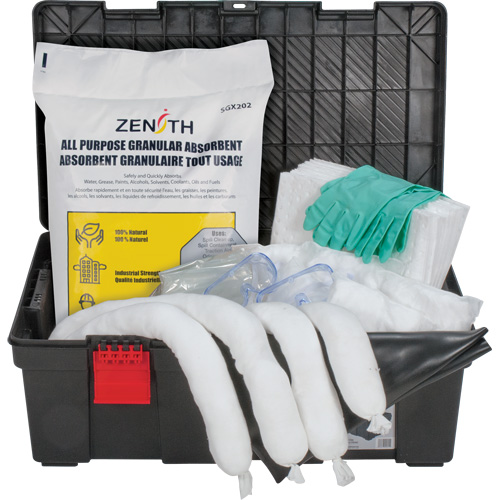 Trousses contre les d&eacute;versements dans une boîte &agrave; outils, Huile seulement, Bac, Absorbance de 31 gal. US Duraquip Inc