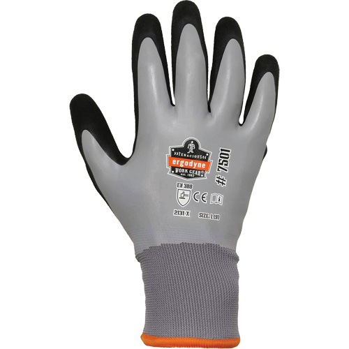 Gants de travail Hydrofuges et enduits pour l'hiver ProFlex 7501, Petit, R&ecirc;vetement Nitrile/Latex, Calibre 10/15, Enveloppe en Polyester Duraquip Inc