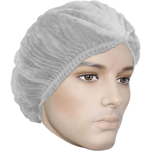 Cova-Cap Pleated Bouffant Cap, Polypropylene, 21", White Duraquip Inc
