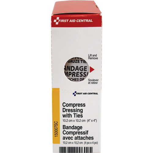 SmartCompliance&reg; Refill Compress Pressure Bandage with Ties, 4" L x 4" W Duraquip Inc