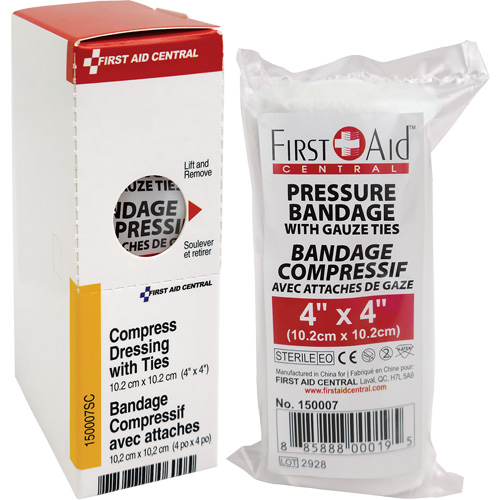 SmartCompliance&reg; Refill Compress Pressure Bandage with Ties, 4" L x 4" W Duraquip Inc