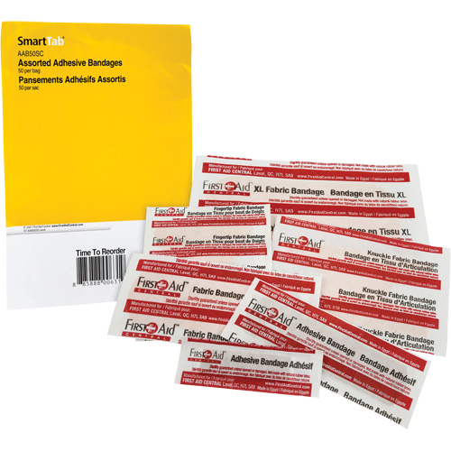 SmartCompliance&reg; Refill Adhesive Bandages, Assorted, Fabric/Plastic, Non-Sterile Duraquip Inc