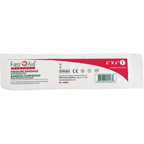 Sterile Compress Pressure Bandage, 6" L x 6" W Duraquip Inc
