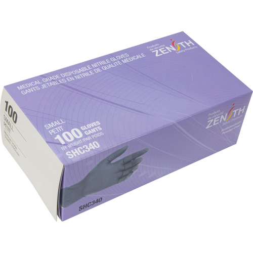 Medical Grade Disposable Gloves, Small, Nitrile, 6-mil, Powder-Free, Black, Class 2 Duraquip Inc