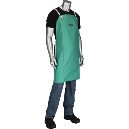 Dynamic Ironcat&reg; FR Cotton Sateen Apron, Bib, Green Duraquip Inc