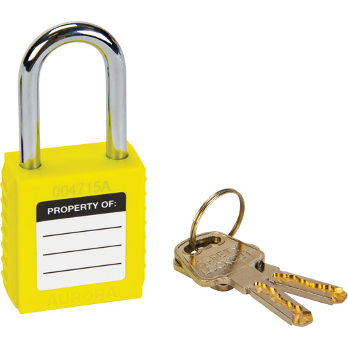 Lock for Lockouts, Safety Padlock, Keyed Different, Thermoplastic, 1-1/2" Width Duraquip Inc