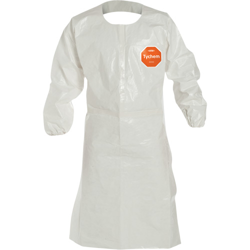 Disposable Sleeved Apron, Tychem&reg; 4000, White, 44" L Duraquip Inc