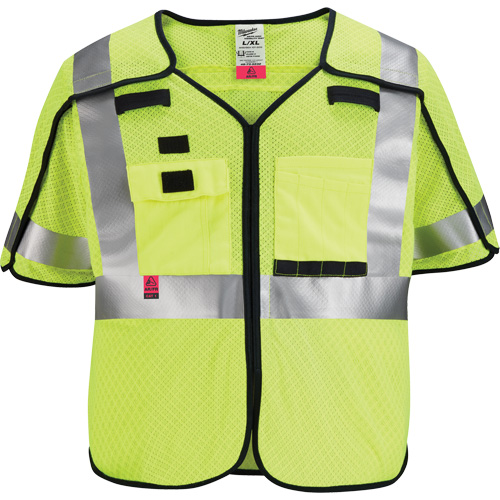 Gilet de s&eacute;curit&eacute; &agrave; maille d&eacute;tachable, Noir/Jaune lime haute visibilit&eacute;, Moyen/Petit Duraquip Inc