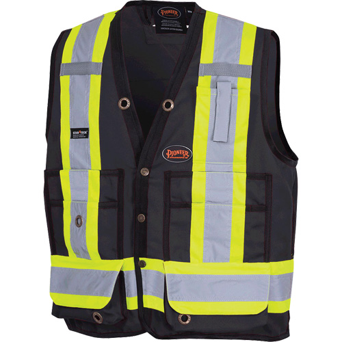 6692BK Surveyor's Safety Vest, Black, 2X-Large, Polyester Duraquip Inc
