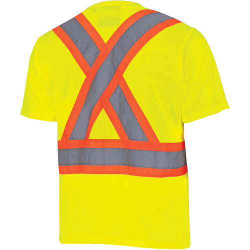 6991 Bird's-Eye Safety Shirt, Polyester, 3X-Large, High Visibility Lime-Yellow Duraquip Inc